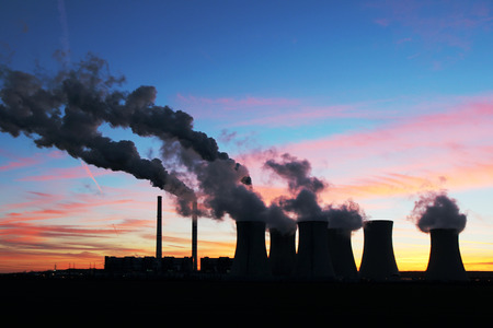 28464365 – dramatic sunset over coal power plant